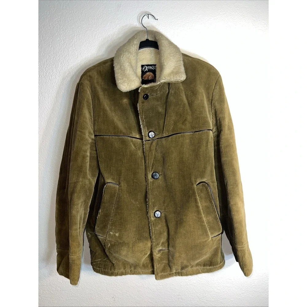 Vintage Men's Made In Canada Heavy Sherpa Lined Courdory Jacket Brown/Tan Sz‎ 38